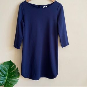 Gap Boatneck Shift Dress Navy Blue 3/4 Sleeve Women's Size Small Business Casual